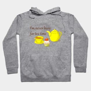 tea time with teapot, cup and cupcake Hoodie